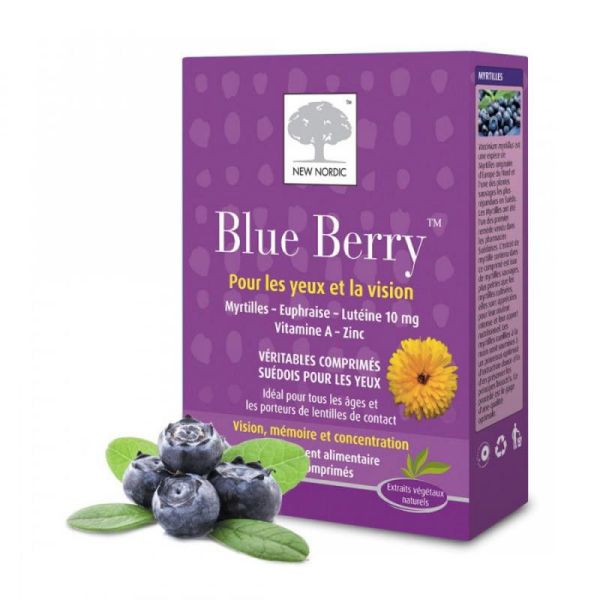 BLUE BERRY 120 Comprimés -Complément Alimentaire Yeux et Vision, Processus Cognitifs du Cerveau