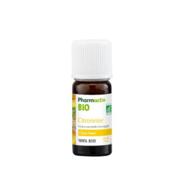 PHARMACTIV BIO Citronnier (Citrus limon) Huile Essentielle 10ml - 100% Pure et Naturelle