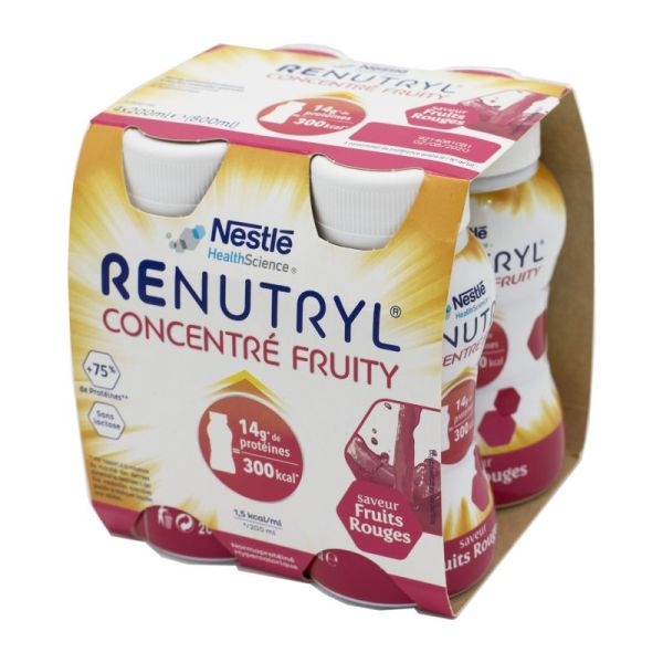 RENUTRYL CONCENTRE FRUITY Fruits Rouges 4x 200ml - Dénutrition - 300 kcal / 14g Protéines