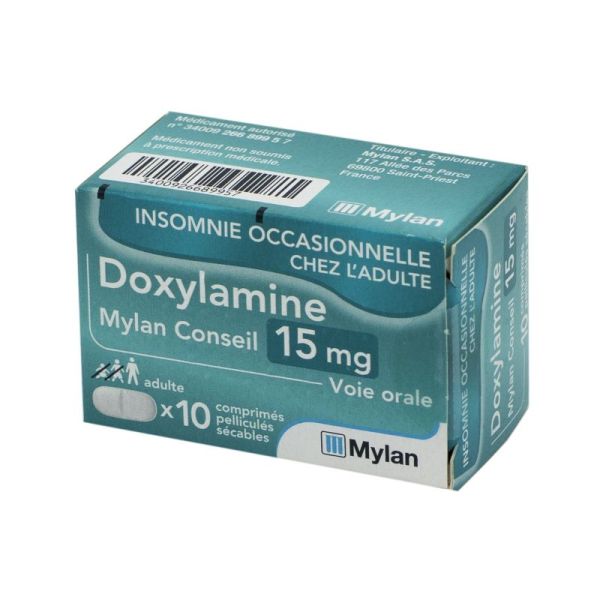 Doxylamine Mylan Conseil 15 mg, 10 comprimés pelliculé sécables
