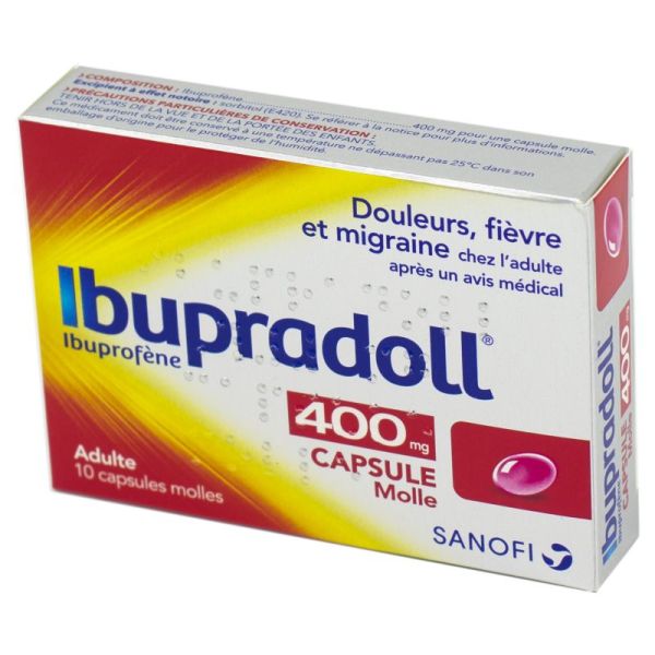 Ibupradoll 400 mg capsules molles - Boite de 10