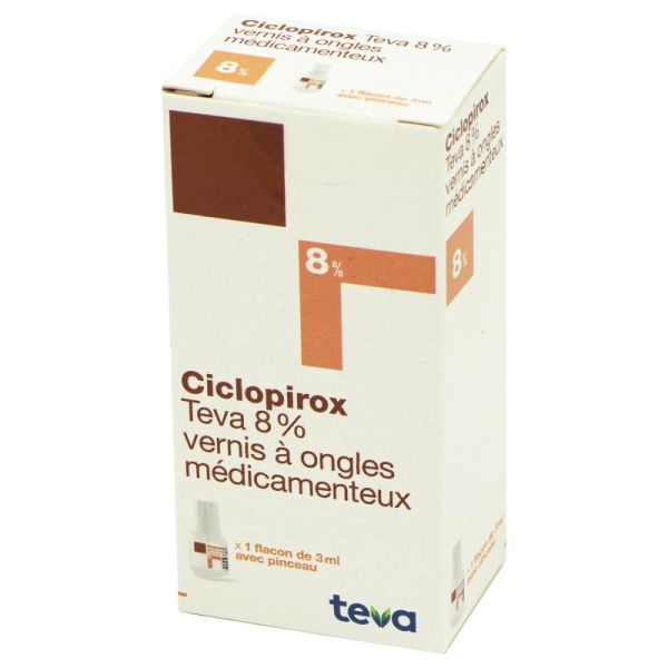 Ciclopirox 8 %, vernis à ongles médicamenteux - Flacon 3 ml + pinceau
