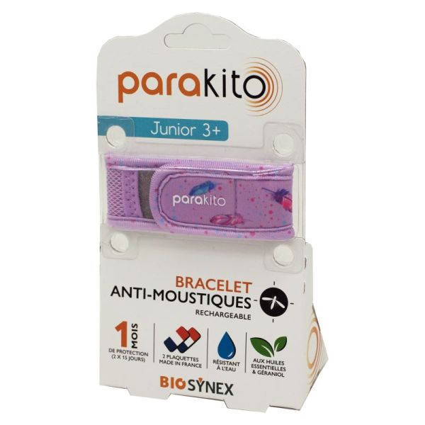 PARAKITO JUNIOR Bracelet PLUME - Bracelet Anti Moustiques Rechargeable - Enfant + 3 Ans - Bte/1