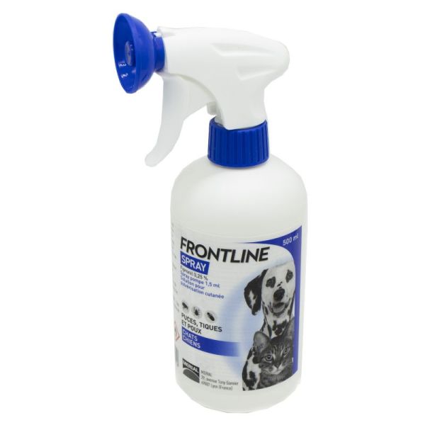 FRONTLINE Spray 500ml Anti Parasitaire (Puces, Tiques, Poux) pour Chiens et Chats
