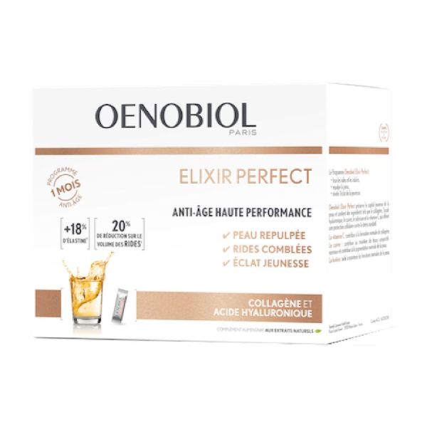 OENOBIOL Elixir Perfect 30 Sticks Anti-Age Haute Performance - Collagène, Acide Hyaluronique