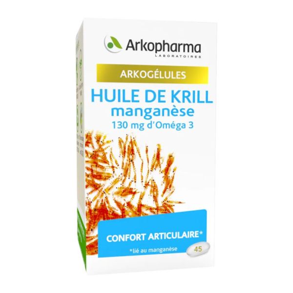 ARKOGELULES Huile de Krill et Manganèse 130mg d' Oméga 3 - Bte/45 - Confort Articulaire