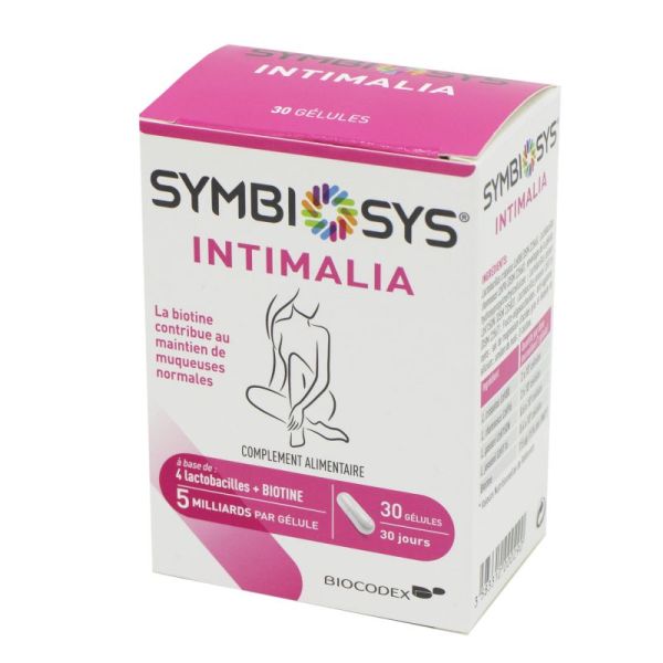 SYMBIOSYS INTIMALIA 30 Gélules - Flore et Muqueuses Vaginales - 4 Lactobacilles + Biotine