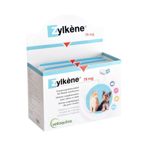 ZYLKENE 75mg - Bte/100 Gélules - Chiens et Chats de Moins de 10 kg - Nervosité, Stress