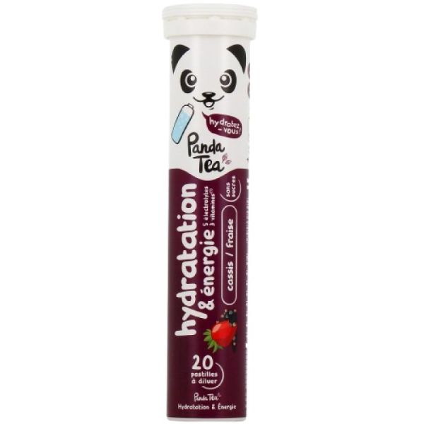 PANDA TEA - hydratation & énergie FRAISE/CASSIS - 20 pastilles effervescentes sans sucres