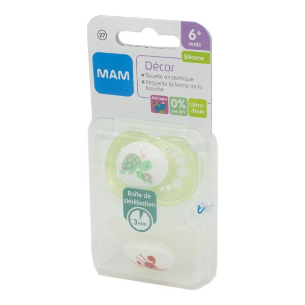 MAM 2 Sucettes Original Animaux +6 Mois Silicone Référence 27