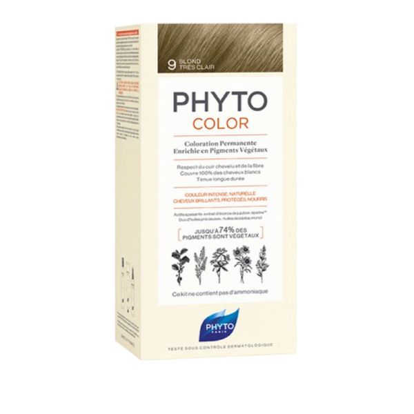 PHYTOCOLOR 9 Blond Très Clair - Kit de Coloration Permanente Enrichie en Pigments Végétaux