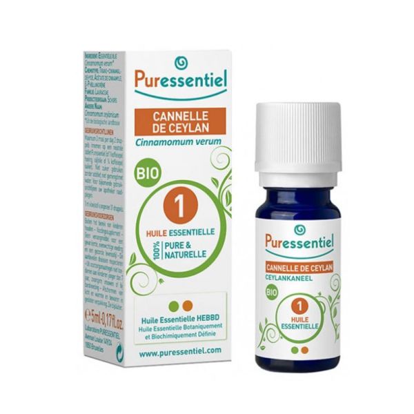 PURESSENTIEL BIO Cannelle de Ceylan 5ml - Huile Essentielle Cinnamomum verum