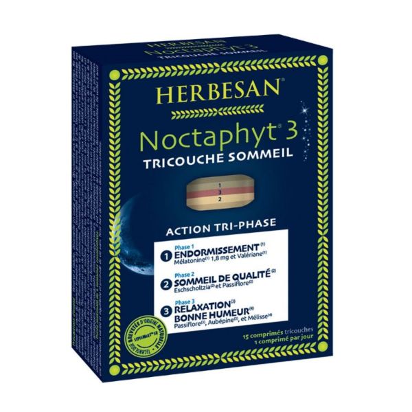 NOCTAPHYT 3 Tricouche Sommeil 15 Comprimés - Endormissement, Sommeil, Relaxation