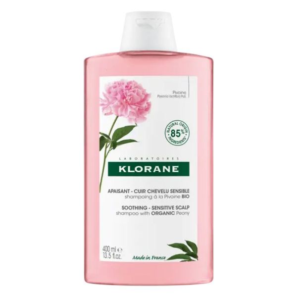 KLORANE à la PIVOINE Bio 400ml - Shampooing Apaisant Cuirs Chevelus Irrités - Fl/400 ml