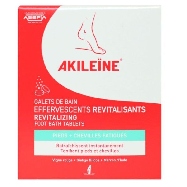 Akileine 6 galets de bain effervescents revitalisants pieds et chevilles fatigués