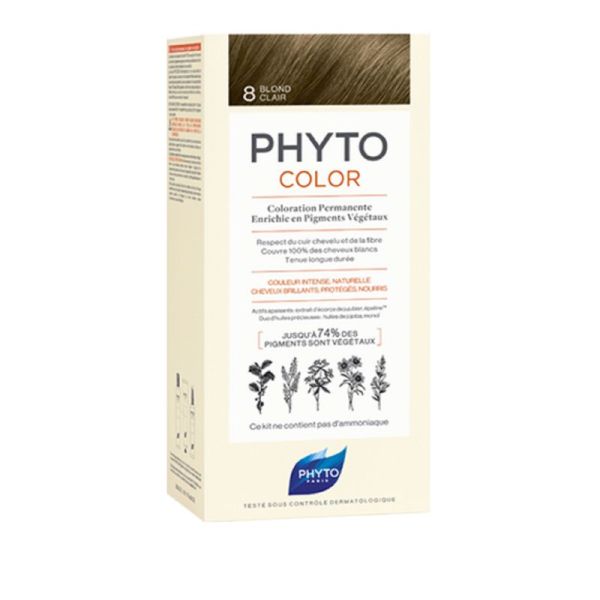 PHYTOCOLOR 8 Blond Clair - Kit de Coloration Permanente Enrichie en Pigments Végétaux