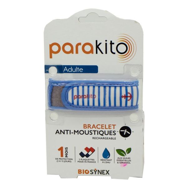 PARAKITO Bracelet GRAPHIC MARIN - Bracelet Anti Moustiques Rechargeable - Aux Huiles Essentielles - Bte/1