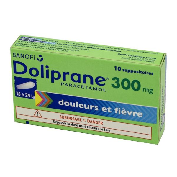 Doliprane 300 mg, 10 suppositoires