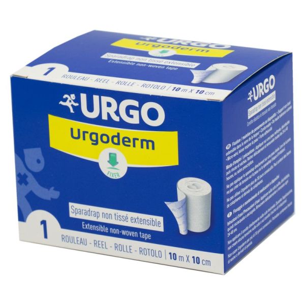 URGO URGODERM 10m x 10cm Sparadrap Non Tissé Extensible Micro Aéré - 1 Rouleau