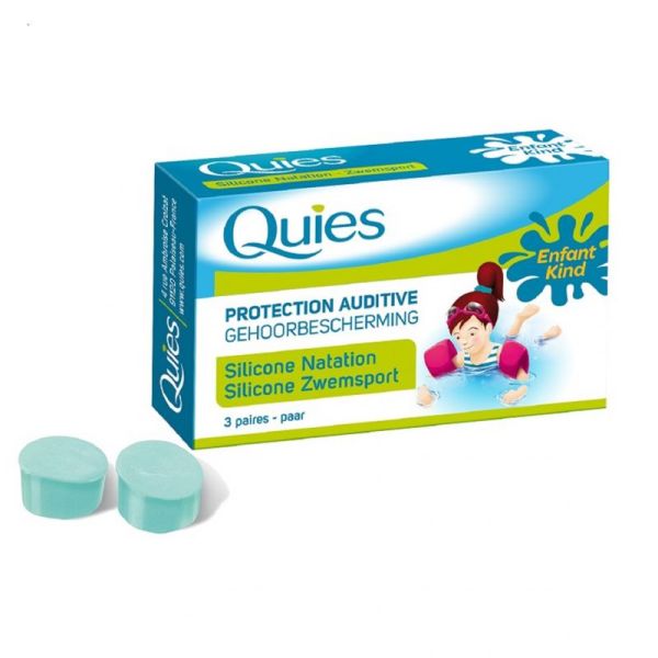 QUIES Protection Auditive Silicone - Spécial Natation ENFANT - Bte/3 Paires