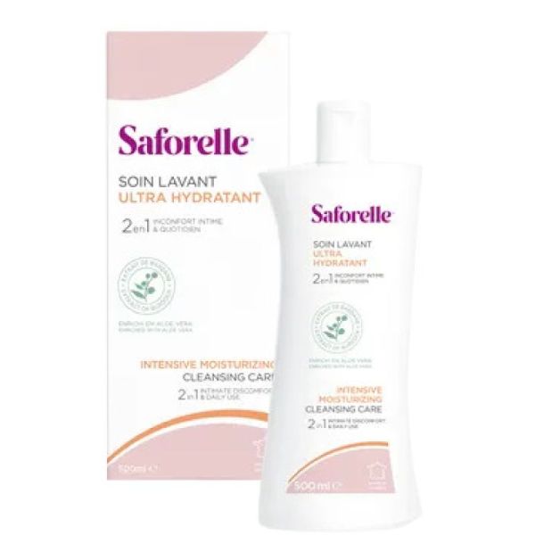 SAFORELLE 500ml Soin Lavant Ultra Hydratant - Sécheresse Intime, Muqueuses - Bardane, Aleo Vera