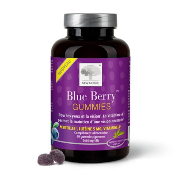 BLUE BERRY 60 Gummies/Gommes - Complément Alimentaire Yeux, Vision - Myrtille, Lutéine, Vitamine A
