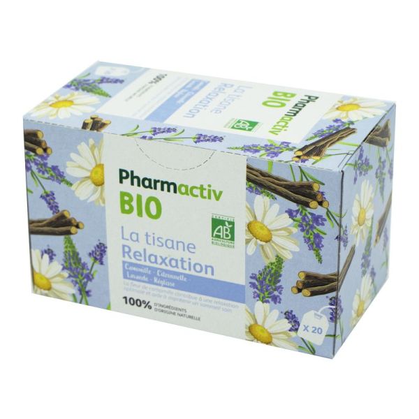 PHARMACTIV BIO La Tisane RELAXATION 20 Sachets - Camomille, Citronnelle, Lavande, Réglisse