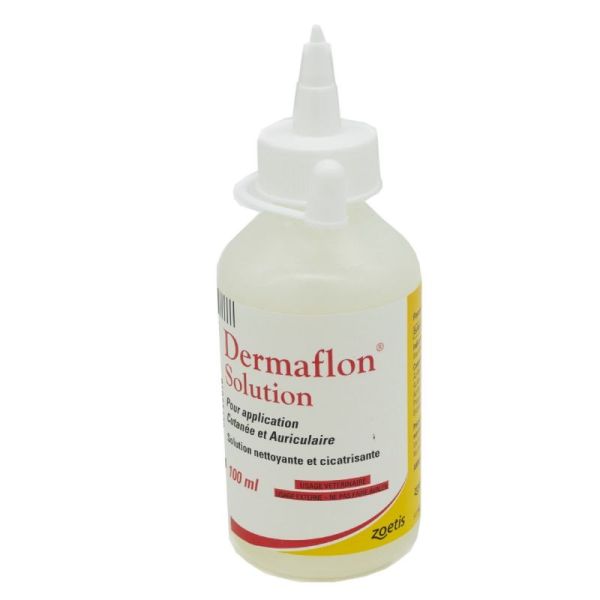 DERMAFLON Solution 100ml pour Application Cutanée et Auriculaire - Nettoyant, Cicatrisant
