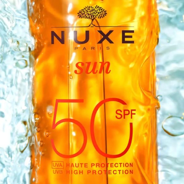 NUXE SUN Huile Solaire Bronzante SPF50 150ml - Protection UVA UVB Visage et Corps