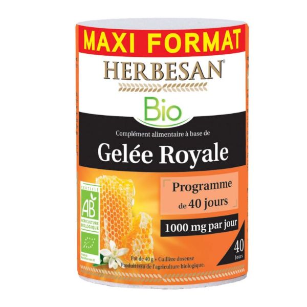 HERBESAN Bio Gelée Royale 40g - Programme de 40 Jours - Défenses et Système Immunitaires