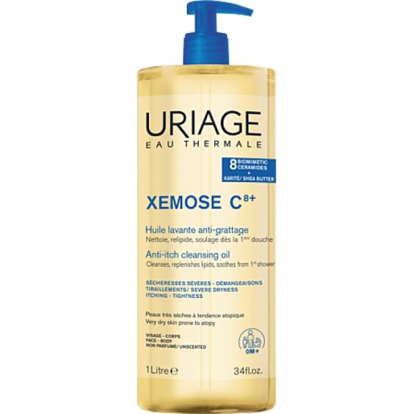 URIAGE Xémose Huile Lavante Apaisante 1000ml - Peaux très Sèches à Tendance Atopique - Douche, Bain