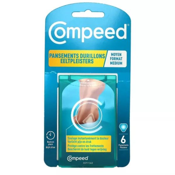 COMPEED 6 Pansements Durillons Moyen Format 4.4 x 4.5cm - Technologie Hydrocolloïde