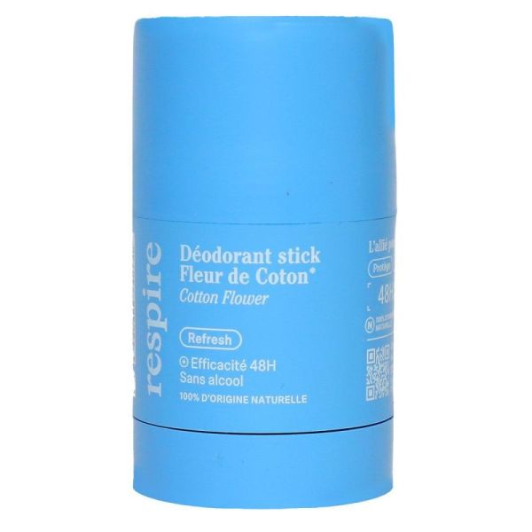 RESPIRE - Déodorant solide stick rechargeable fleur de coton bio 50g
