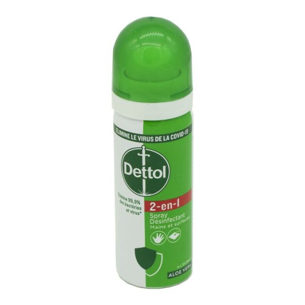 DETTOL Spray Désinfectant 2 en 1 Mains et Surfaces 50ml