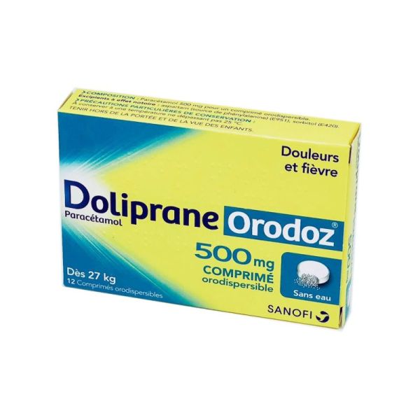 DolipraneOrodoz 500 mg, 12 comprimés orodispersibles