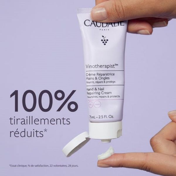 CAUDALIE VINOTHERAPIST Crème Réparatrice Mains et Ongles 75ml - Peau Sèche à très Sèche