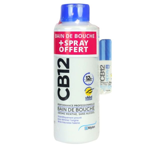 CB12  Bain de bouche 500ml menthe + spray buccal offert