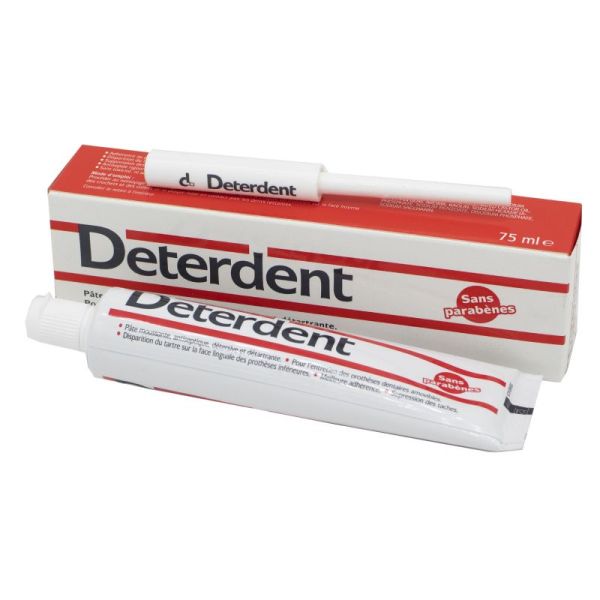 DETERDENT 75ml Pâte Moussante, Antiseptique, Détersive et Détartrante - Prothèses Dentaires