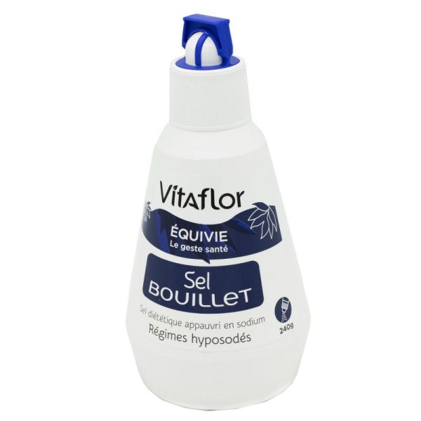 VITAFLOR Equivie Sel Bouillet 240g - Sel Diététique Appauvri en Sodium - Régimes Hyposodés, Désodés