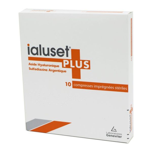 IALUSET PLUS Compresse 10 x 10cm - Bt/10, Imprégnée, Acide Hyaluronique, Sulfadiazine Argentique