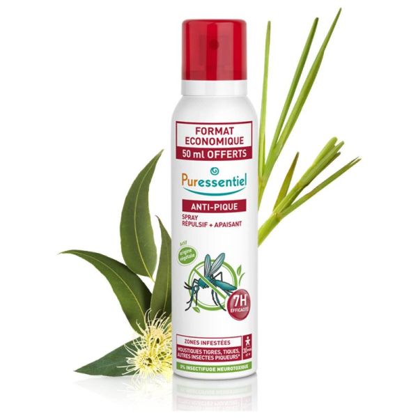 PURESSENTIEL ANTI-PIQUE Spray Répulsif et Apaisant 200ml - Zones Infestées