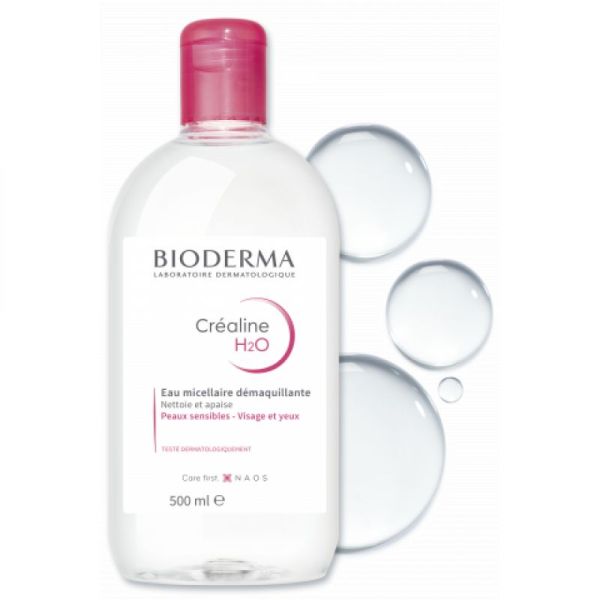 BIODERMA CREALINE H2O 2x 500ml Solution Eau Micellaire Démaquillante sans Rinçage - Peau Sensible