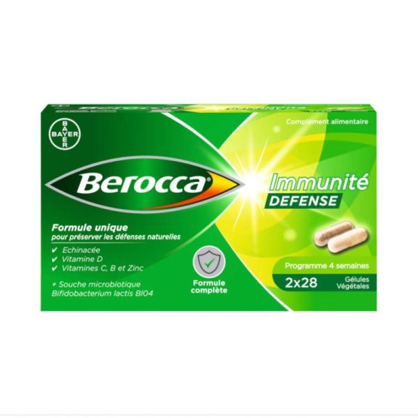 BEROCCA IMMUNITE DEFENSE 2x 28 Gélules Végétales - Echinacée, Vitamines D, C, B, Zinc