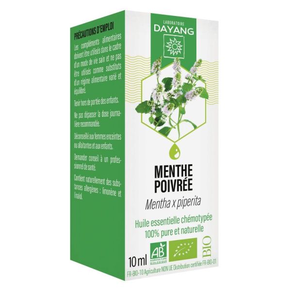 DAYANG BIO Huile Essentielle Chémotypée MENTHE POIVREE 10ml - Mentha x piperita