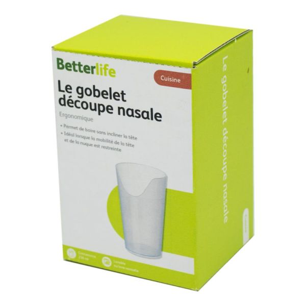 BETTERLIFE le Gobelet Ergonomique avec Découpe Nasale 236 ml - Compatible Lave Vaisselle - 1 Unité