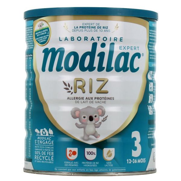 MODILAC  Expert RIZ allergie aux protéines de lait de vache - Lait 3ème âge de 12 à 36 mois -800 g
