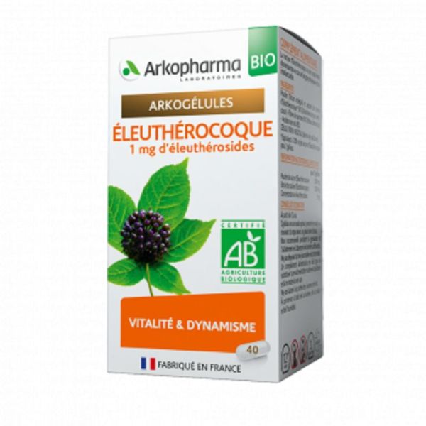 ARKOGELULES BIO Eleuthérocoque 1mg d' Eleuthérosides - Bte/40 - Vitalité et Dynamisme