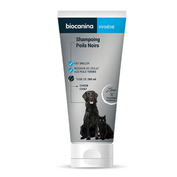 BIOCANINA Hygiène Shampoing Poils Noirs - Chien, Chat - Redonne Eclat aux Poils Ternes - T/200ml