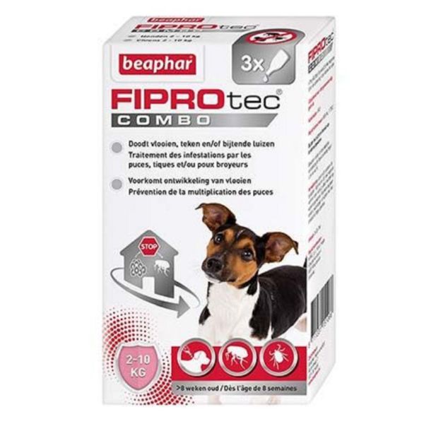 FIPROTEC COMBO Petit Chien 2 à 10kg 3 Pipettes de 0.67ml - Spot On Antiparasitaire