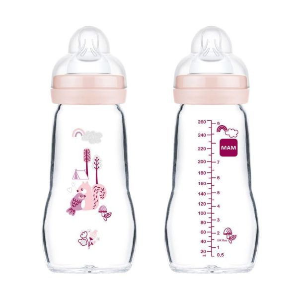 Biberon MAM 1er âge - 260 ml - lot de 2 biberon (1 rose et 1 blanc)